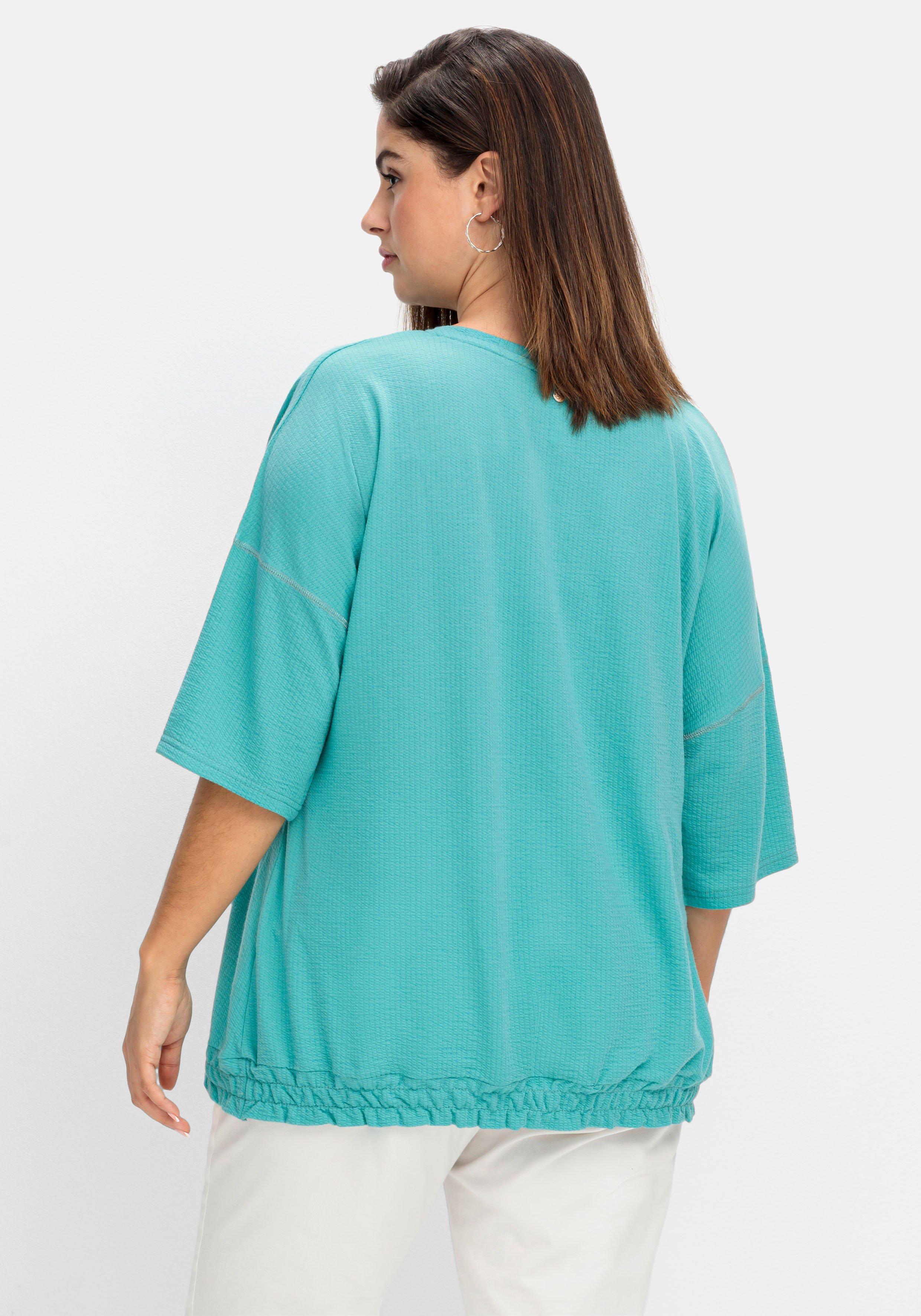 Shirt mit Ziernaht an den Ärmeln und Smokbund