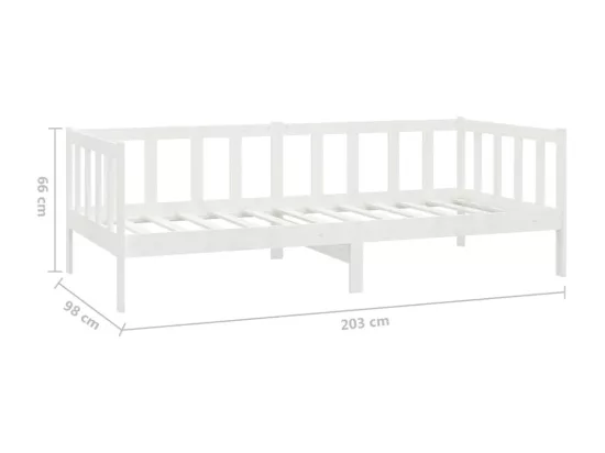 Lit de repos avec matelas 90x200 cm Blanc Bois de pin massif