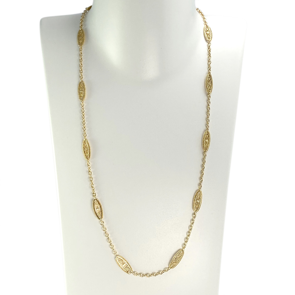 Collier d'occasion or 750 jaune maille filigranée 52 cm