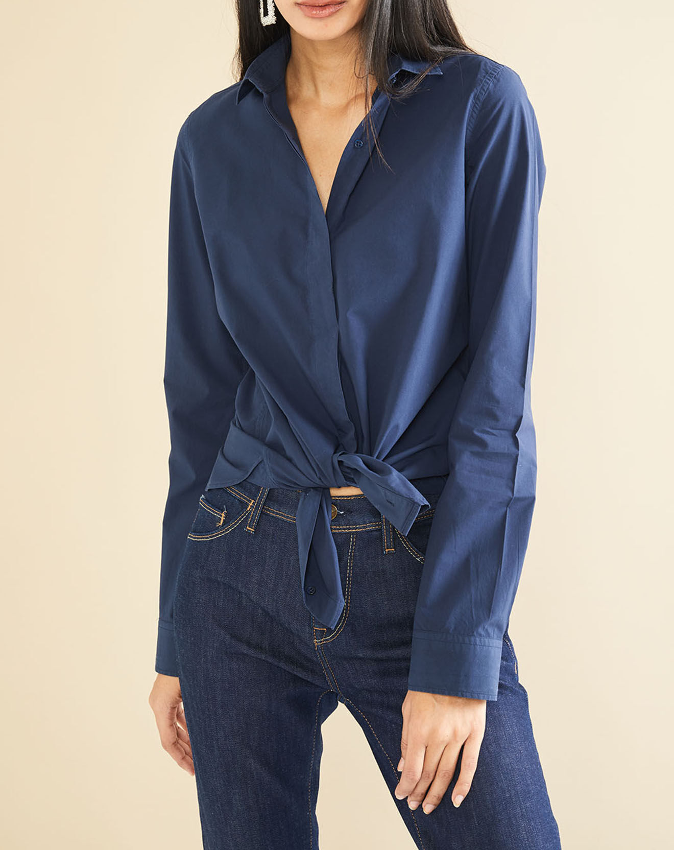 Acquaverde Chemise en Popeline Japonaise Kim marine