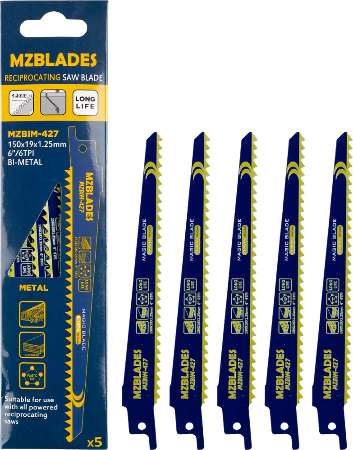 Multizaag MZBIM-427 Reciprozaagblad Bimetaal - 5 stuks