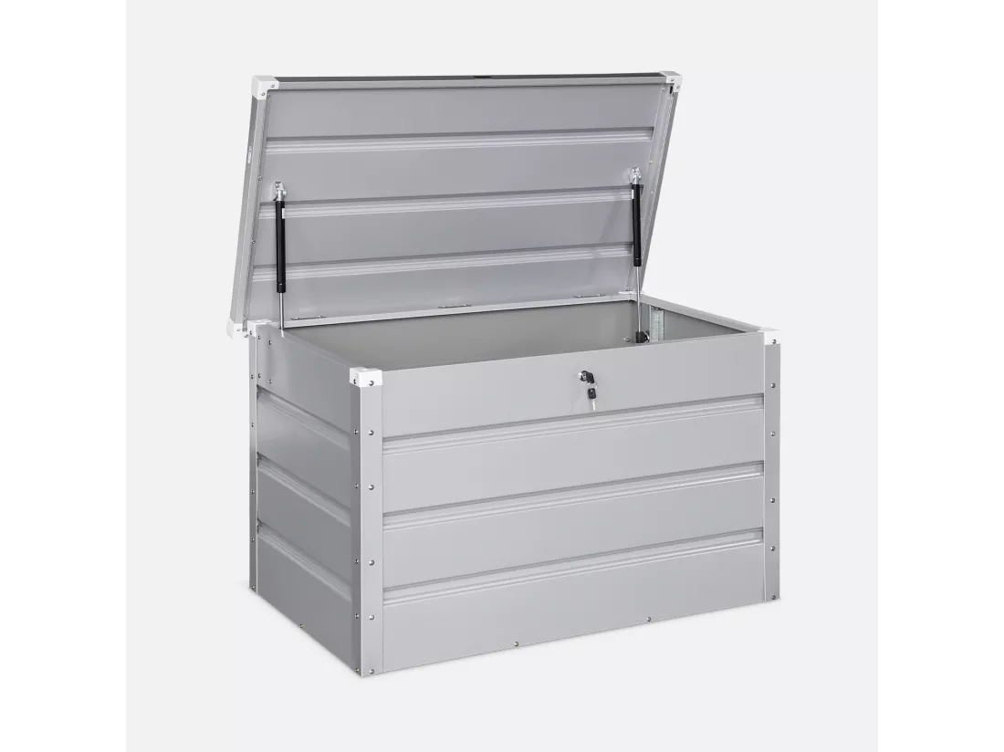 Coffre de jardin en métal -DALLAS - 285L gris aluminiun