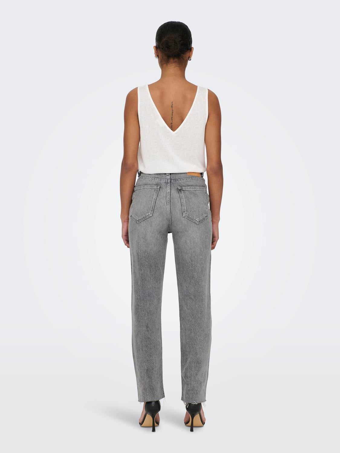 ONLEMILY Hohe Taille Gerade geschnitten Jeans Grey Denim