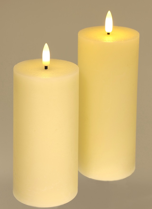 I.GE.A. LED-Kerze »LED Echtwachskerze 2er Set« Mit Timer Flackernd Stumpenkerze Adventskerzen Adventskranz