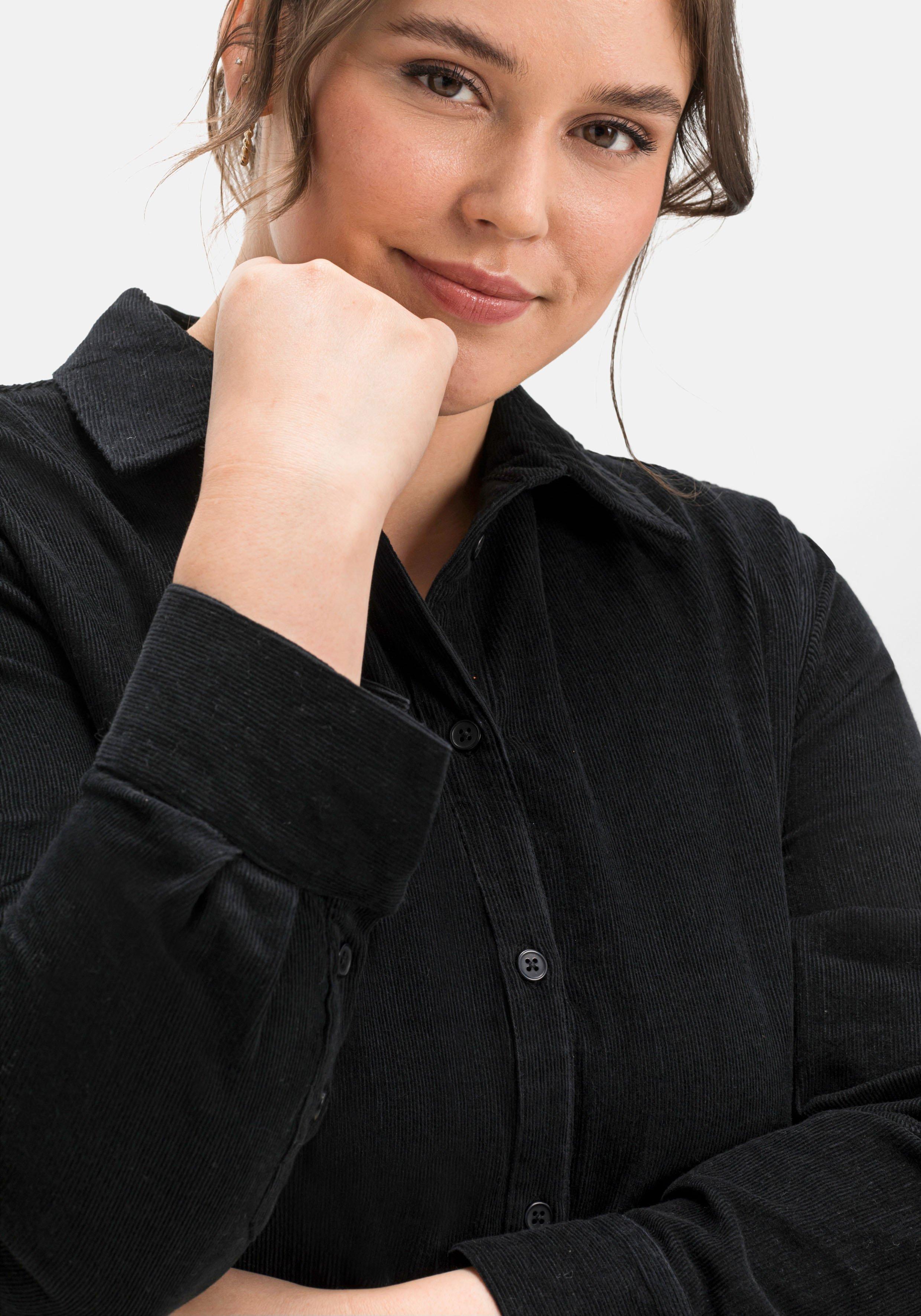 Cordbluse mit verlängerter Rückenpartie