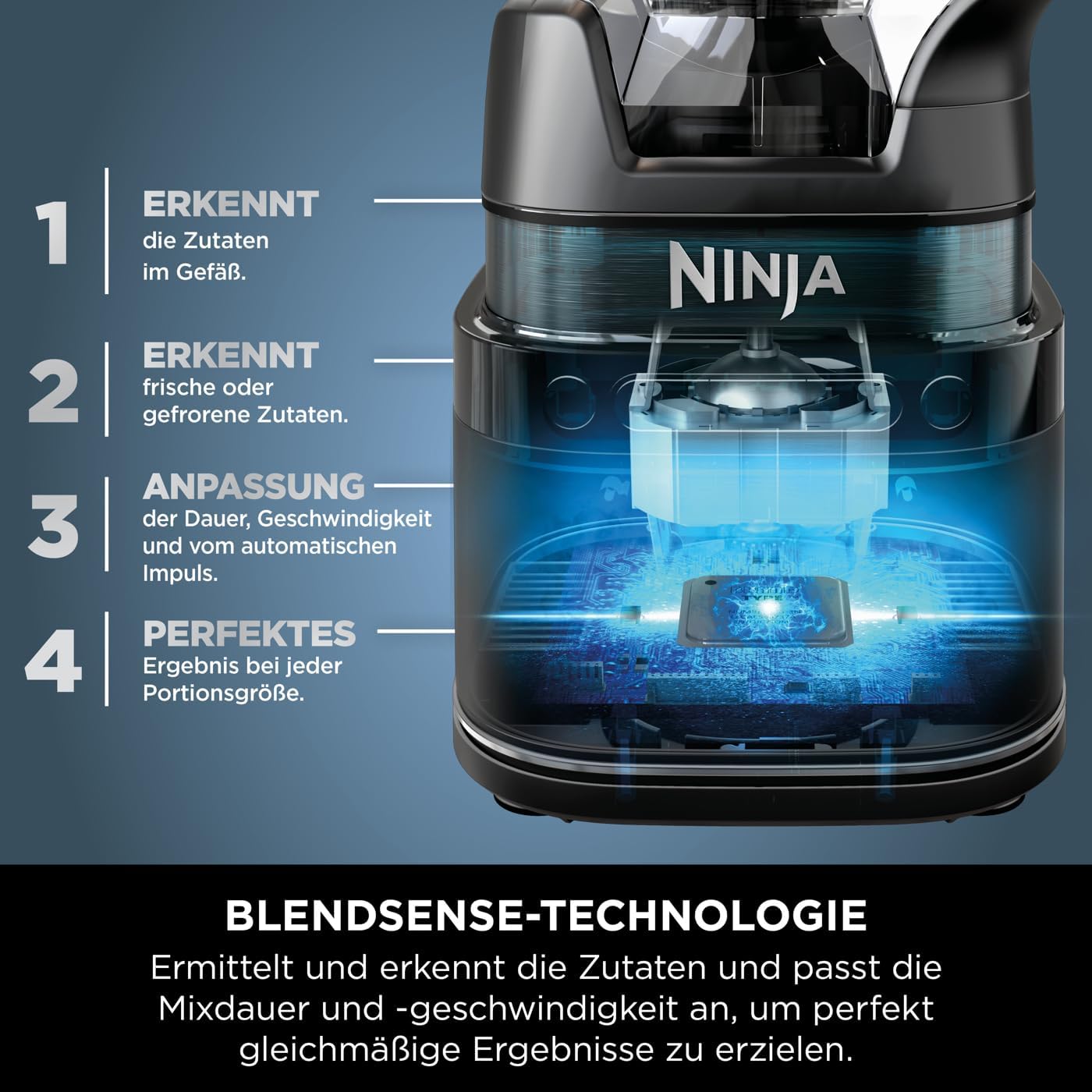 Ninja 2-in-1 Detect Power Mixer Pro & Single Serve, 1200W Mixer mit Krug, & Single Serve Tasse, Smoothies mixen, Gemüse hacken & Frozen Drinks mixen, Kupfer/Schwarz, TB301EUCP