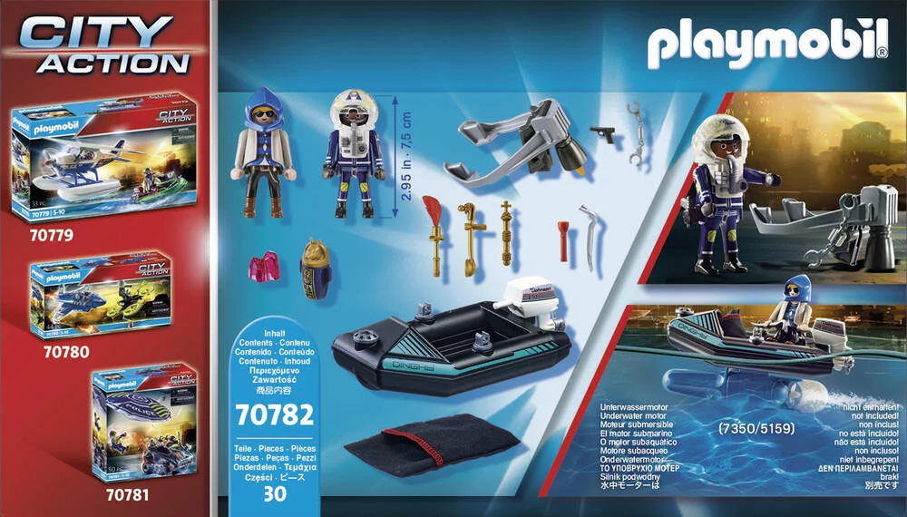 POLICIER AVEC REACTEUR DORSAL ET CANOE - 70782