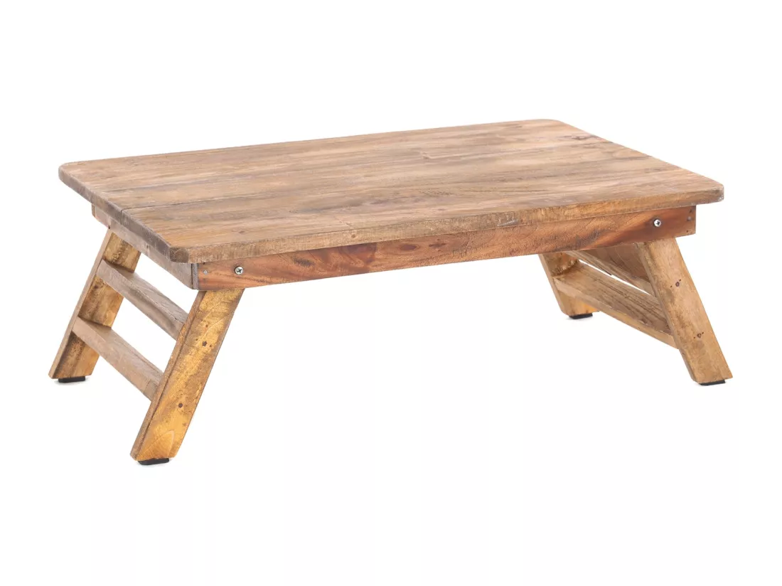 TABLETTE-TABLE PLIEZ 60x40 cm, bois massif en acajou, avec des pieds pliants 01 natur-vintage