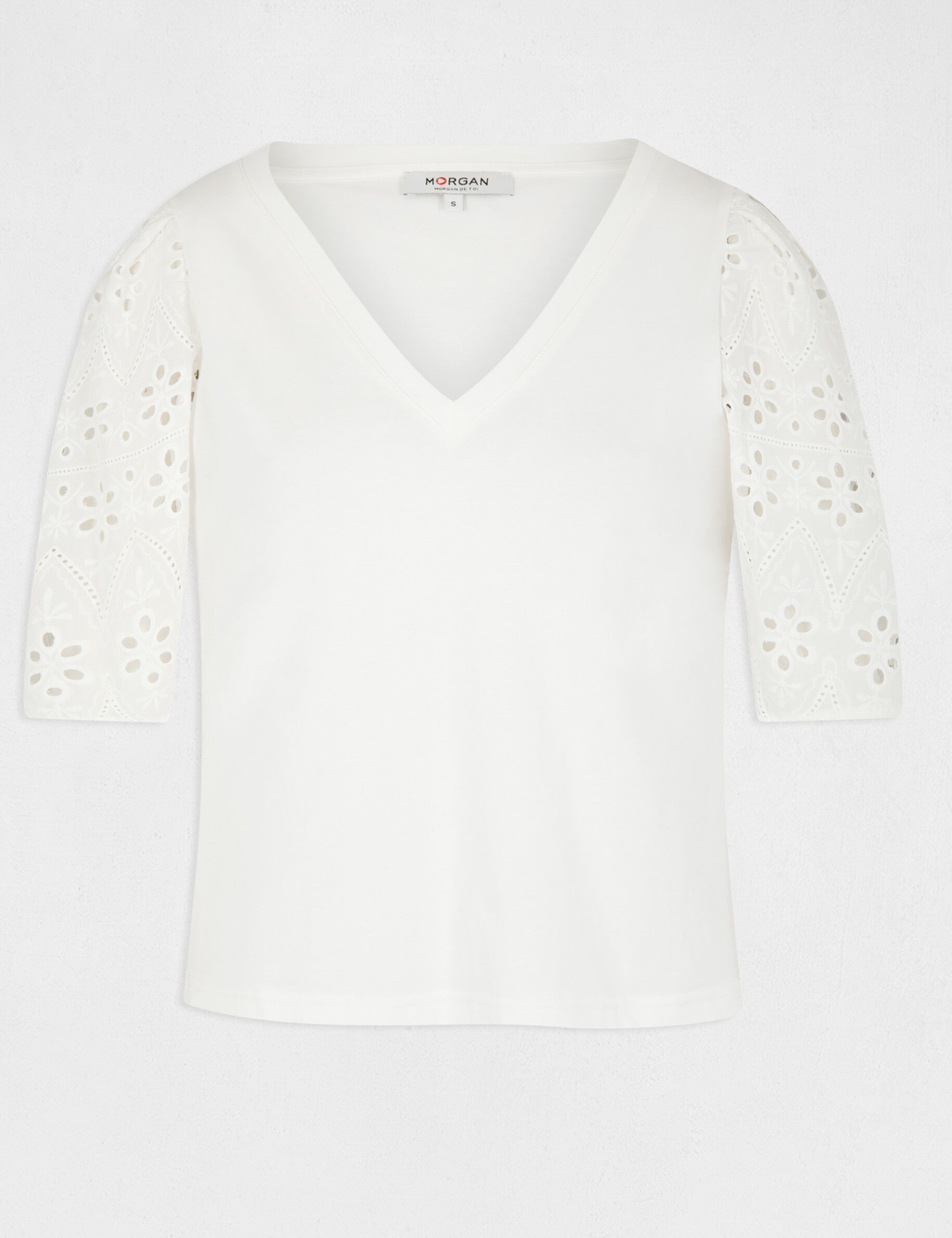 T-shirt à manches courtes ecru femme - ecru