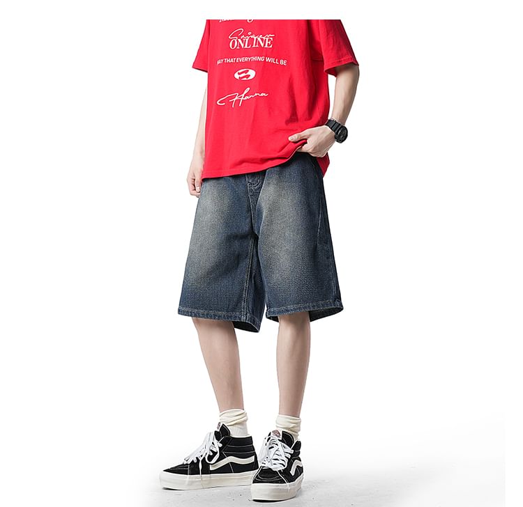 Priam - Low Rise Washed Wide Leg Jorts