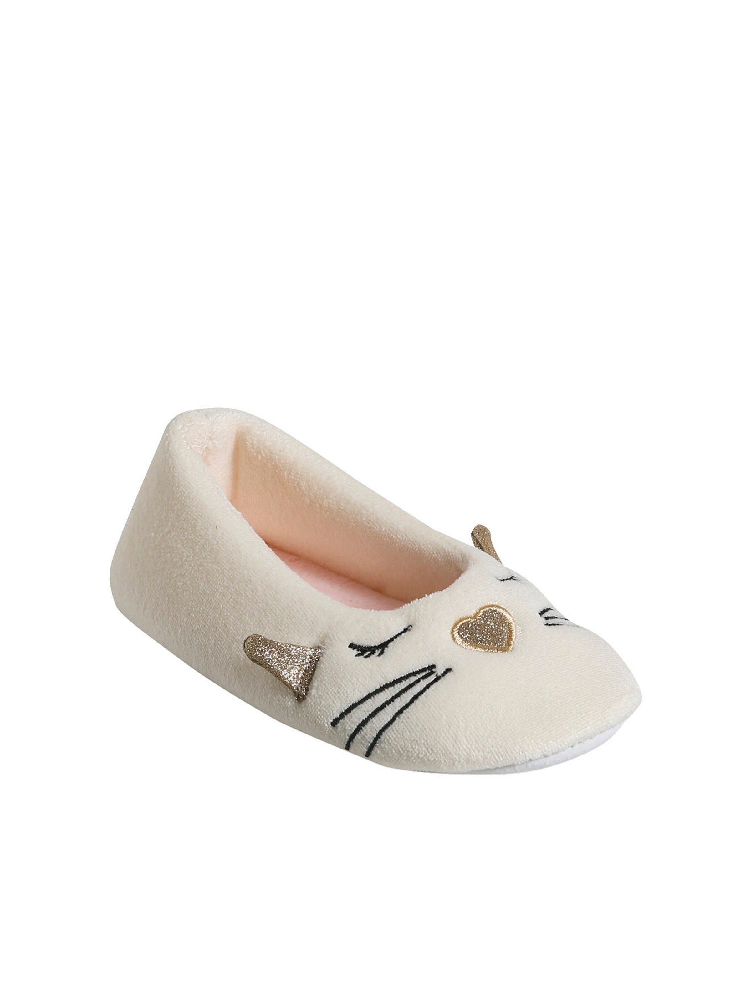 Vertbaudet Kinder Stoffhausschuhe, Ballerina-Form wollweiß