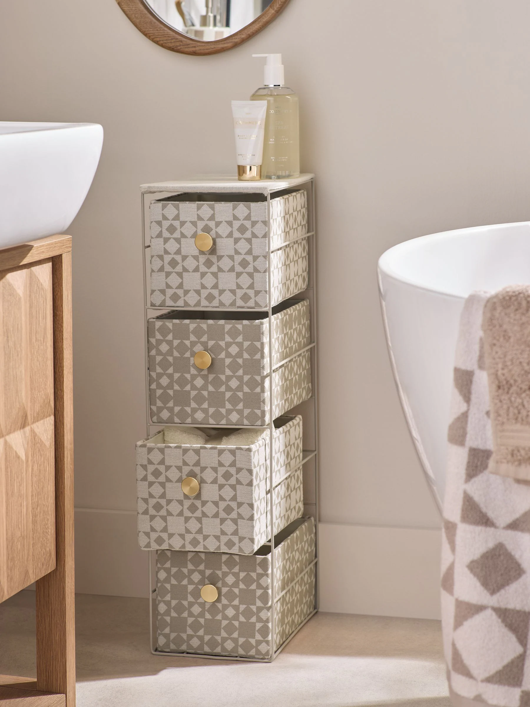 Geo Print Fabric Storage Drawers