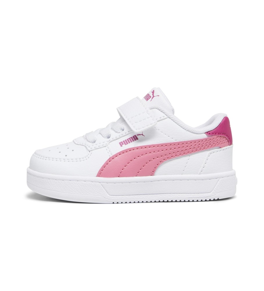 Tênis Puma Caven 2.0, branco e rosa.