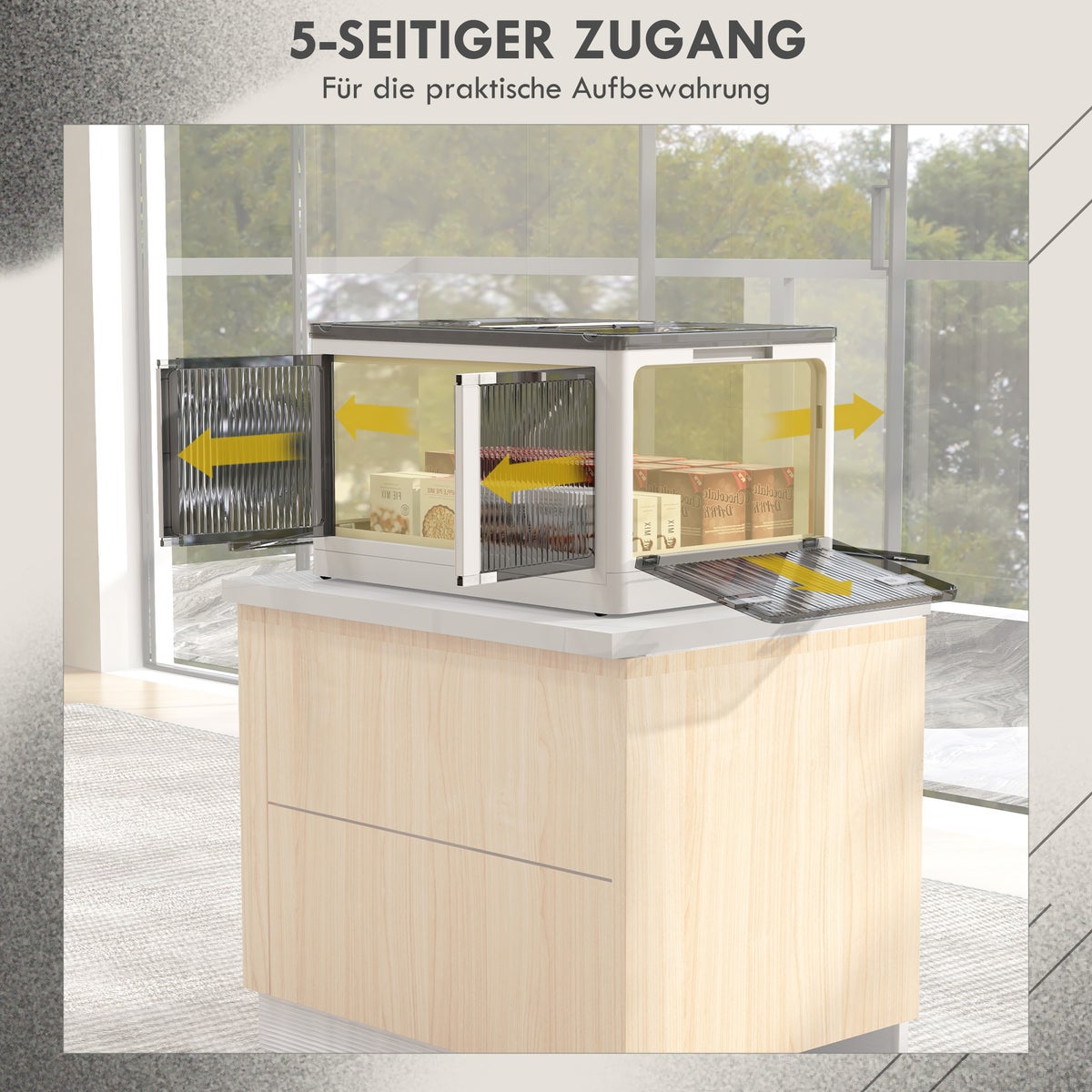 HOMCOM Opbergbox met wielen, opvouwbaar, 5-zijdig toegankelijk, 60L x 42B x 34H cm, kunststof, wit
