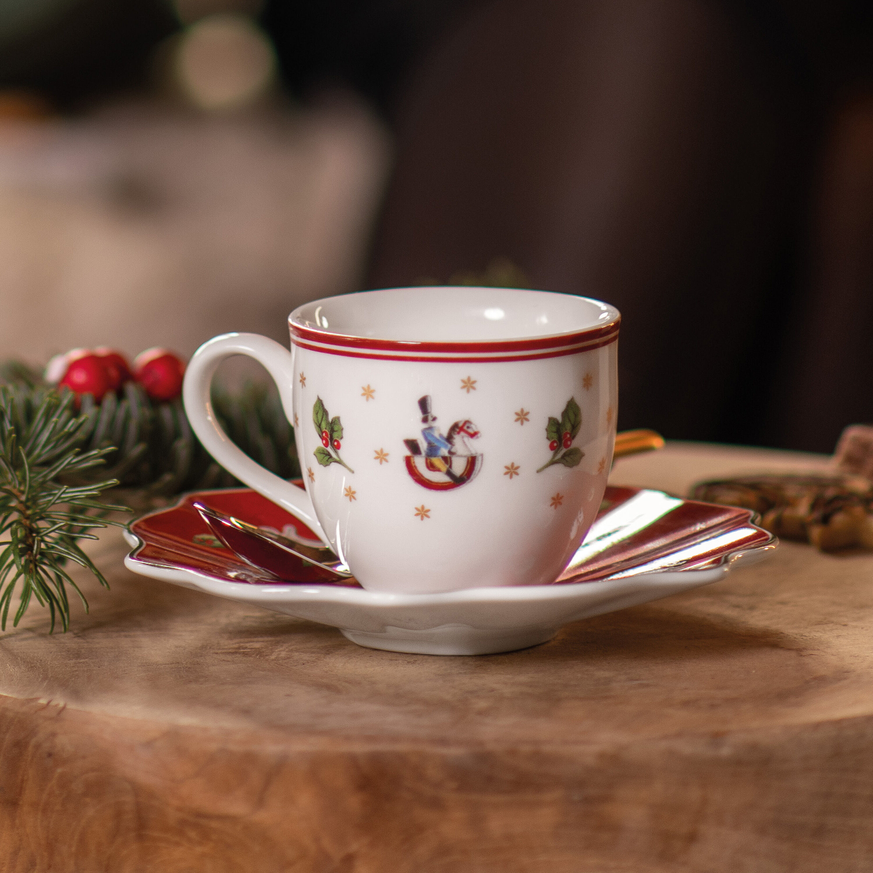 Toy's Delight Espresso cup saucer Red, 5.2'', Premium Porcelain