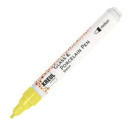 KREUL Glass & Porcelain Pen, Strichstärke 2 - 4 mm, neon gelb