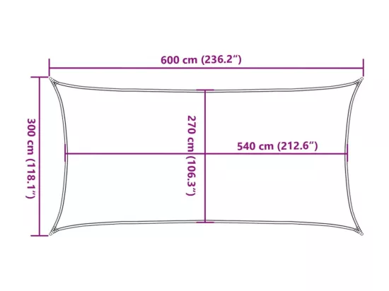 Voile d'ombrage 160 g/m² rectangulaire gris clair 3x6 m PEHD