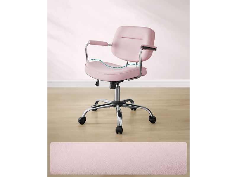 Songmics Bürostuhl mit Polsterrücken und Armlehnen, Rosa Drehstuhl mit gebogenem Sitz