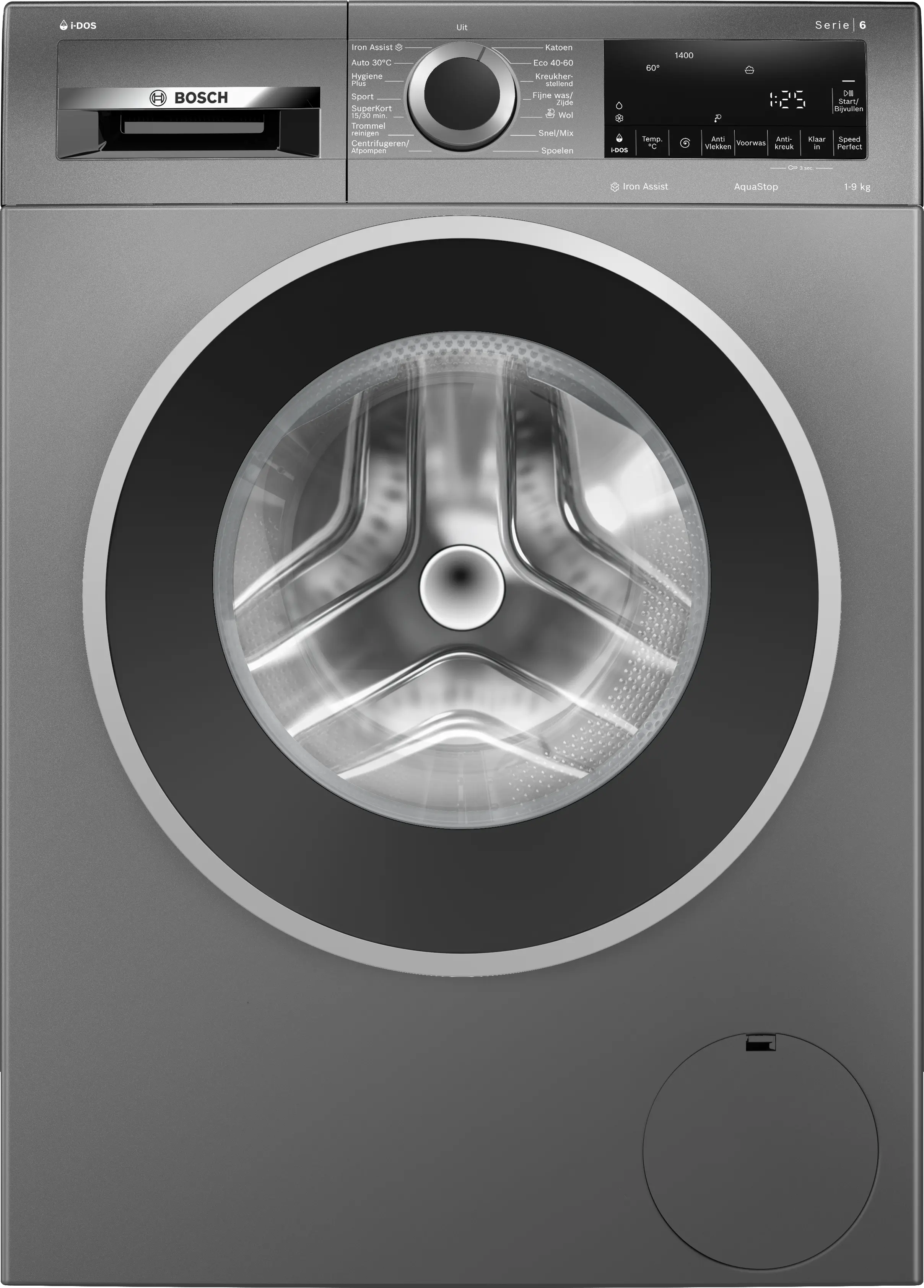 Serie 6 Wasmachine, voorlader 9 kg max. 1400 rpm, Cast iron grey