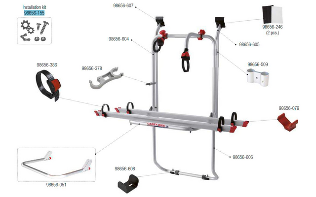 Fiamma Montagesatz passend für Carry Bike Ford Transit - Fiamma Ersatzteilnummer 98656-155