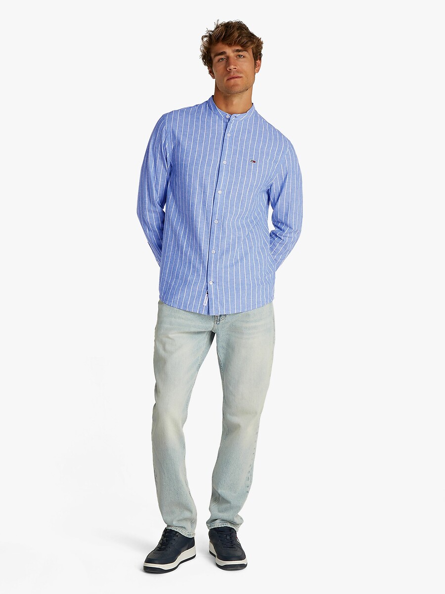 TOMMY JEANS<br>Camisa listrada de algodão e linho