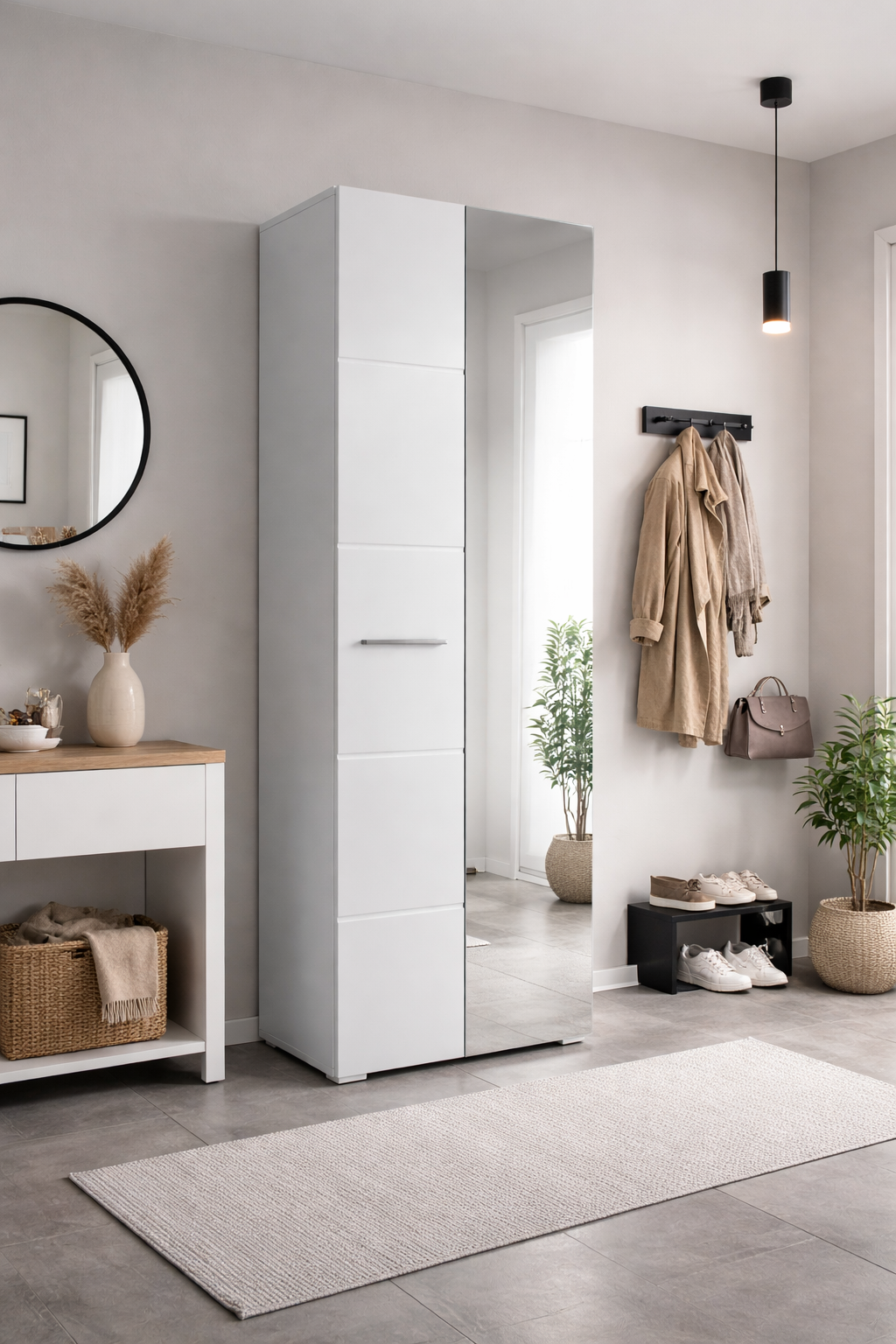 Bailey - Halkast 2-deurs - Wit - 60x35x192 cm