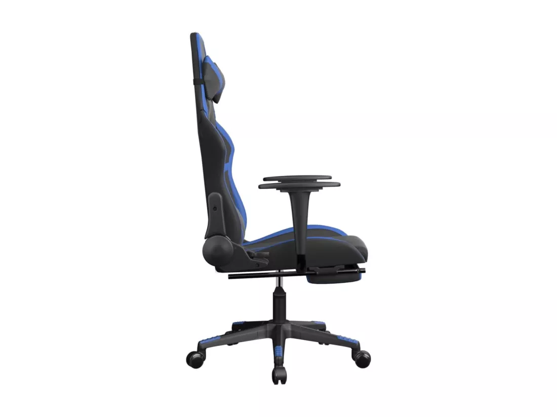 Chaise de jeu de massage et repose-pied Noir et bleu Similicuir