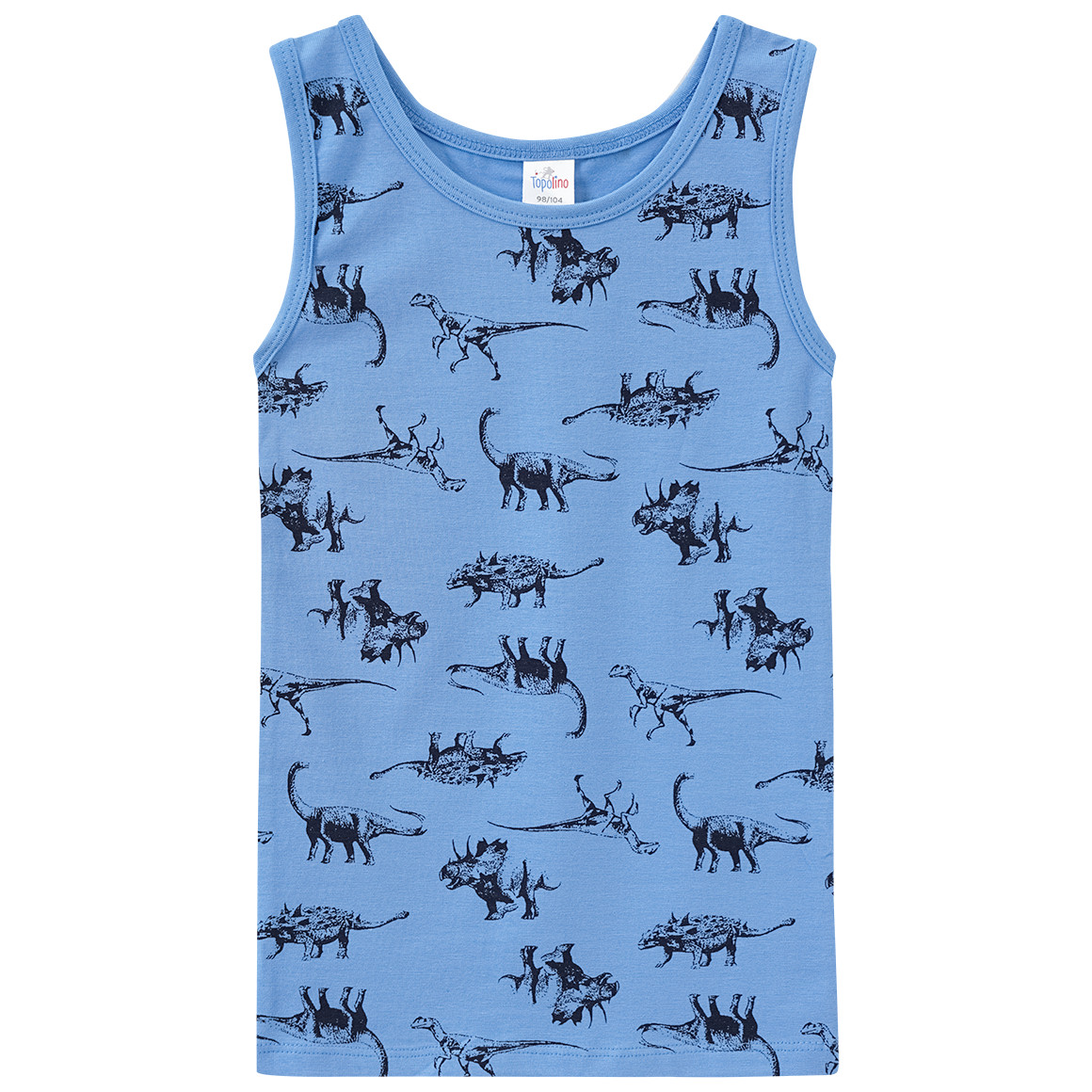 Topolino 2 Jungen Unterhemden mit Dino-Motiv blau / hellgrau