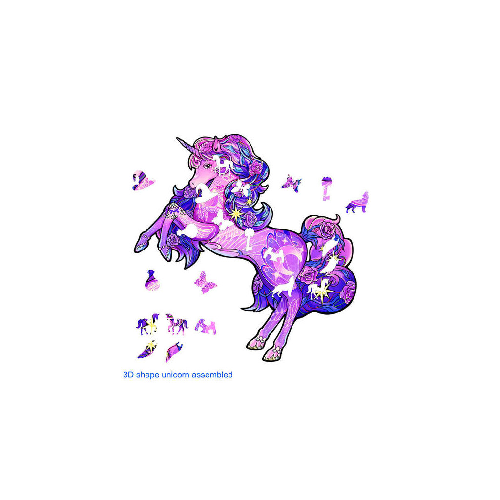 Rainbow Puzzle en bois - Licorne - 110 pièces