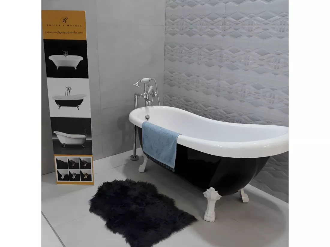 Baignoire ancienne rétro sur pieds RICHMOND Noire 171 cm Pieds d'Aigle Dorés