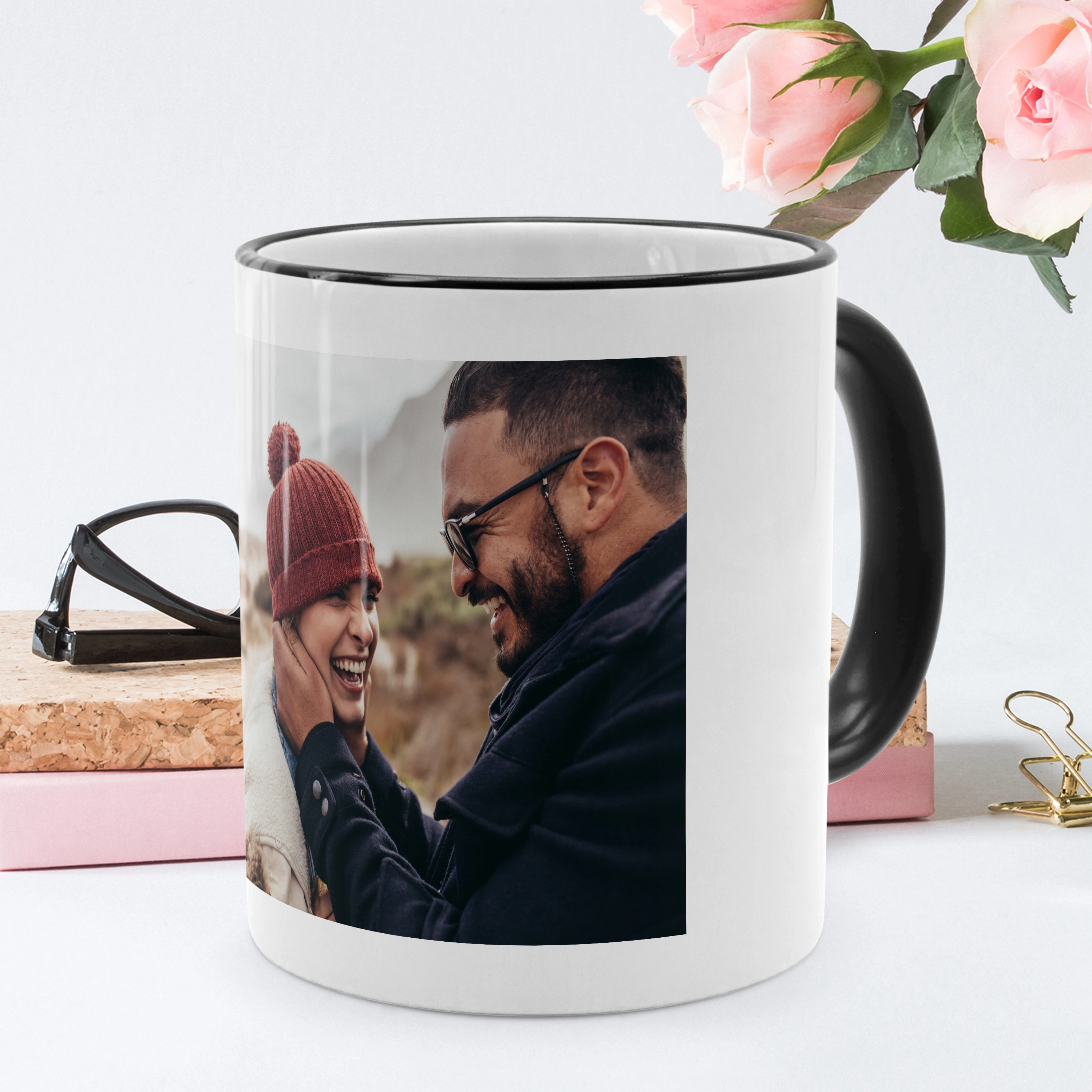 Kaffeebecher Color mit Foto selbst gestalten, 325 ml (Farbe: schwarz)
