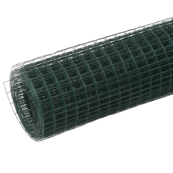 vidaXL Trådgjerde kylling stål med PVC-belegg 10x0,5 m grønn