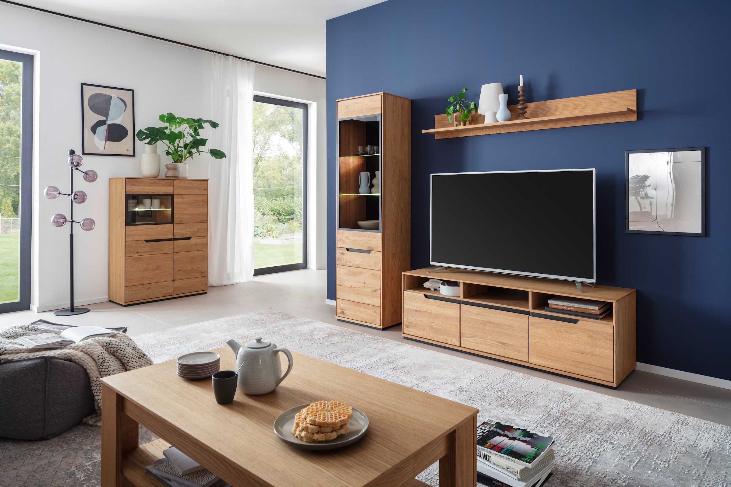 MCA living Wohnwand »Araya Wohnkombination I« Komplett-Set, optional: Glaskantenbeleuchtung, 4 Stk. tlg.