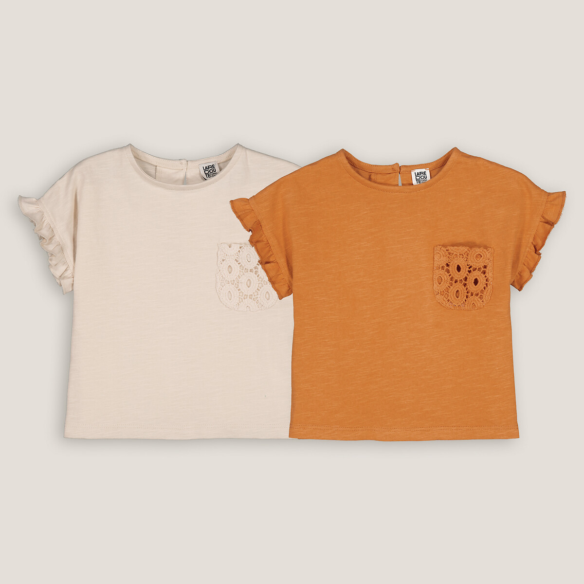 COLEÇÃO LA REDOUTE<br>Conjunto de 2 camisetas de manga curta com babados