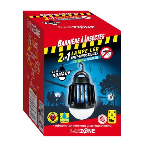 Lampe LED nomade anti-moustiques 2-en-1.
