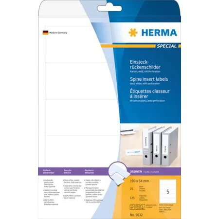 HERMA Einsteckrückenschilder A4 weiß 54x190 mm Karton nicht klebend 125 St.