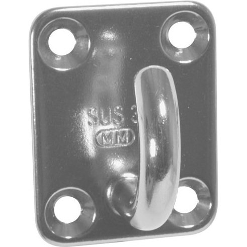 Platine rectangulaire avec crochet ouvert - L : 40 mm - l : 50 mm - D22 mm