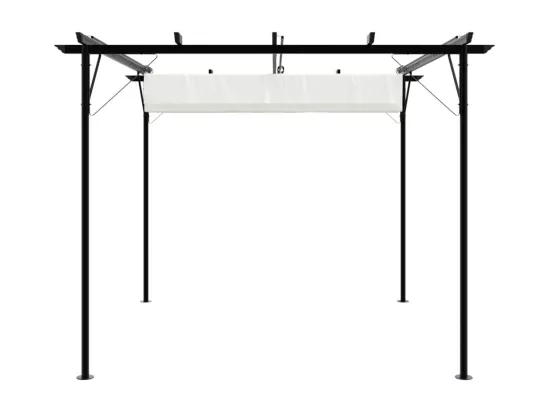 Pergola avec toit rétractable Blanc crème 3 x 3 m Acier