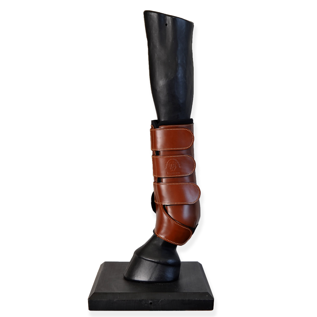 Protetores de adestramento Los Nietos Saddlery Comfort na cor conhaque para equipamentos equestres.