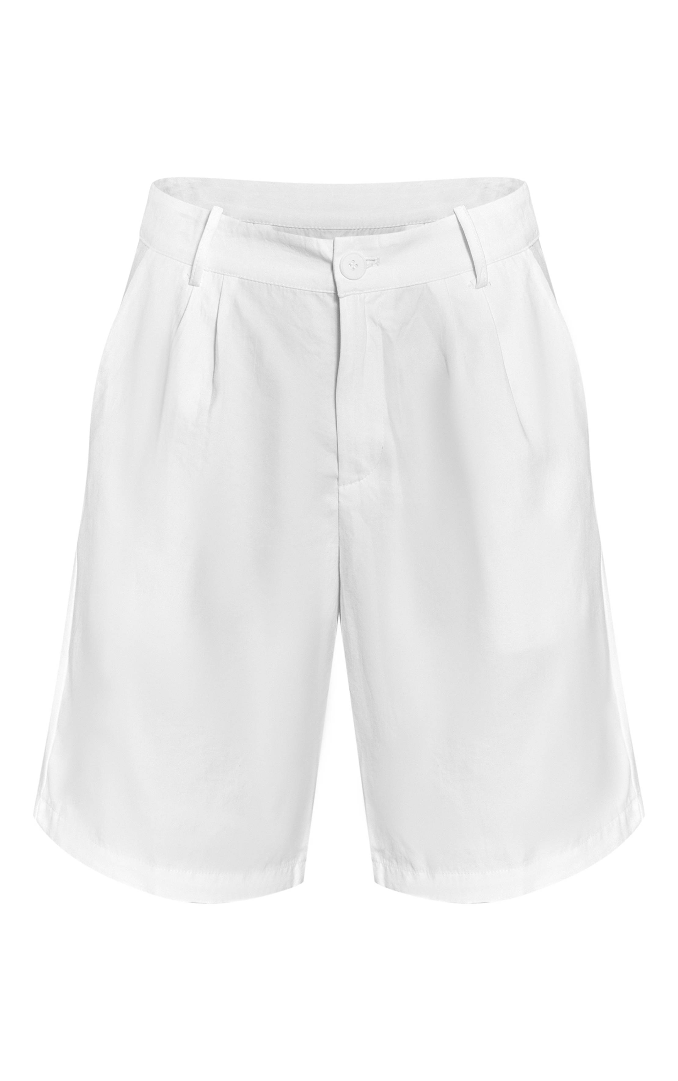 Blanc Short Long En Tissu Peau De Pêche