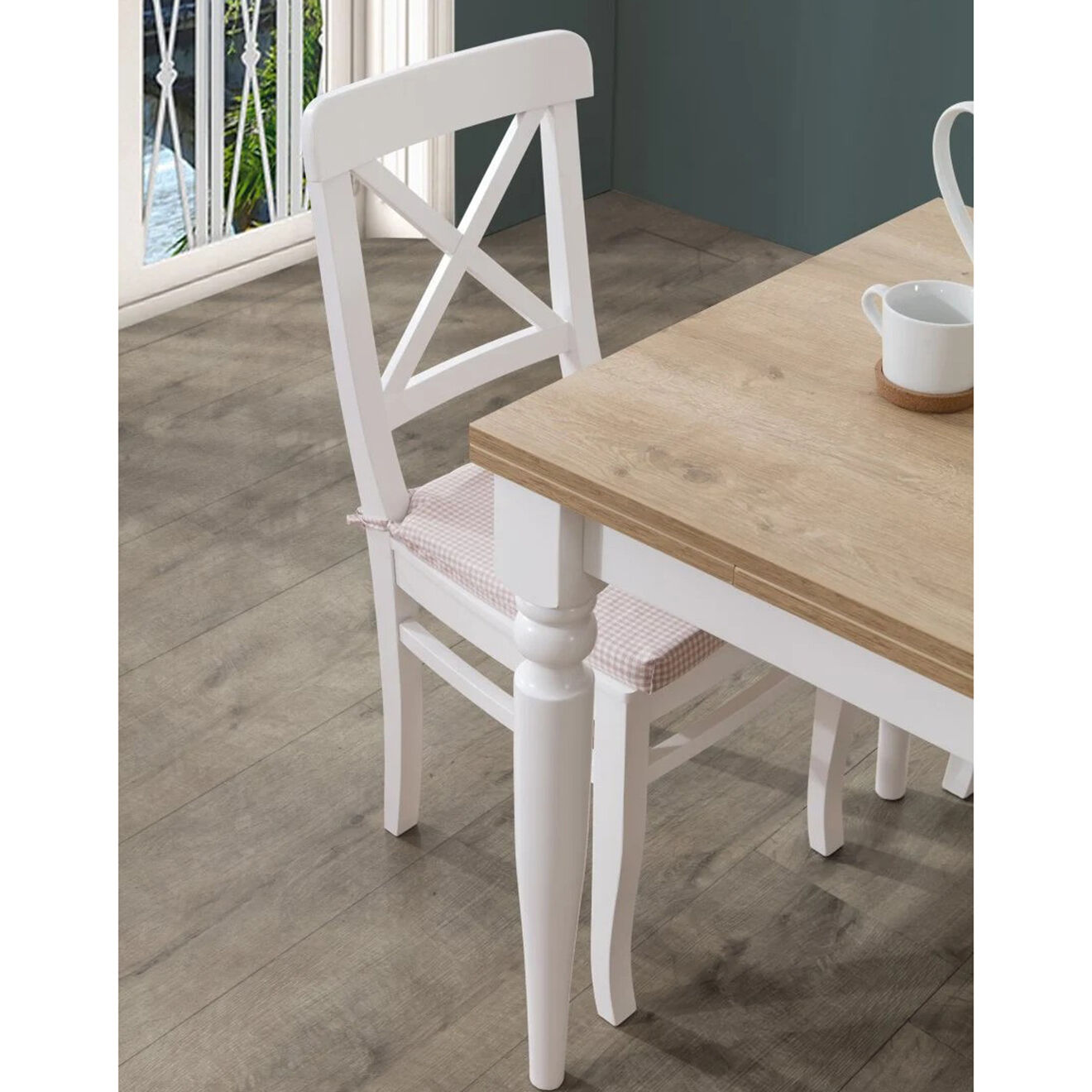 Homitis Table à manger + 4 Chaises Albero blanc