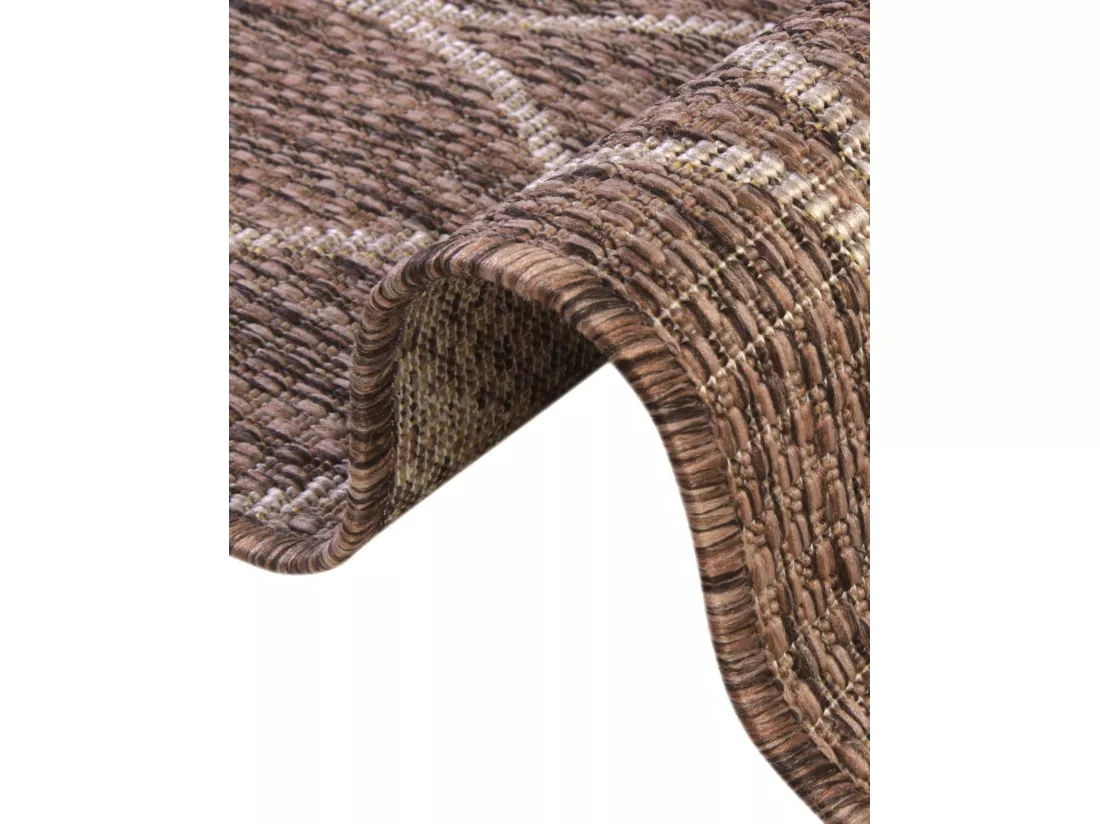 Tapis d'Extérieur - 122x122 - Marron - Tulum Geometrical