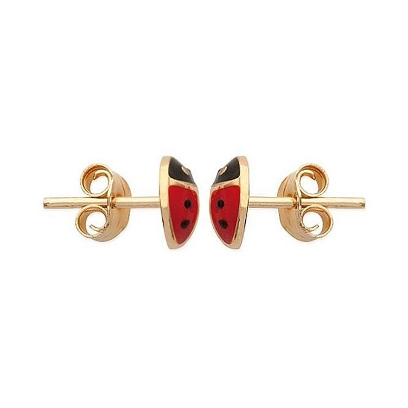 Boucles d'oreilles coccinelle pour enfant Plaqué OR 750 3 microns