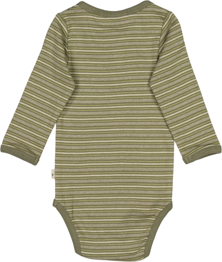Wheat Langærmet Body Knapper Heather green stripe