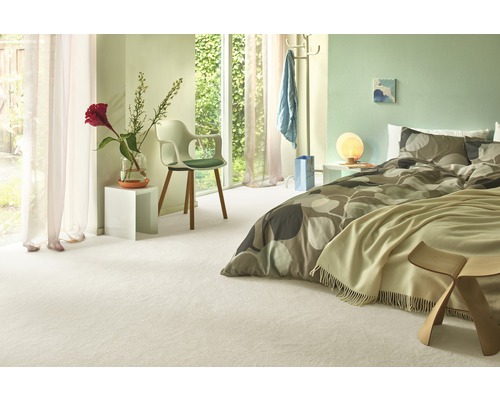 Tapijt, gesneden velours, Sedna® Proteus, 100% Econyl® garen, wit, 400 cm breed (per meter verkocht)