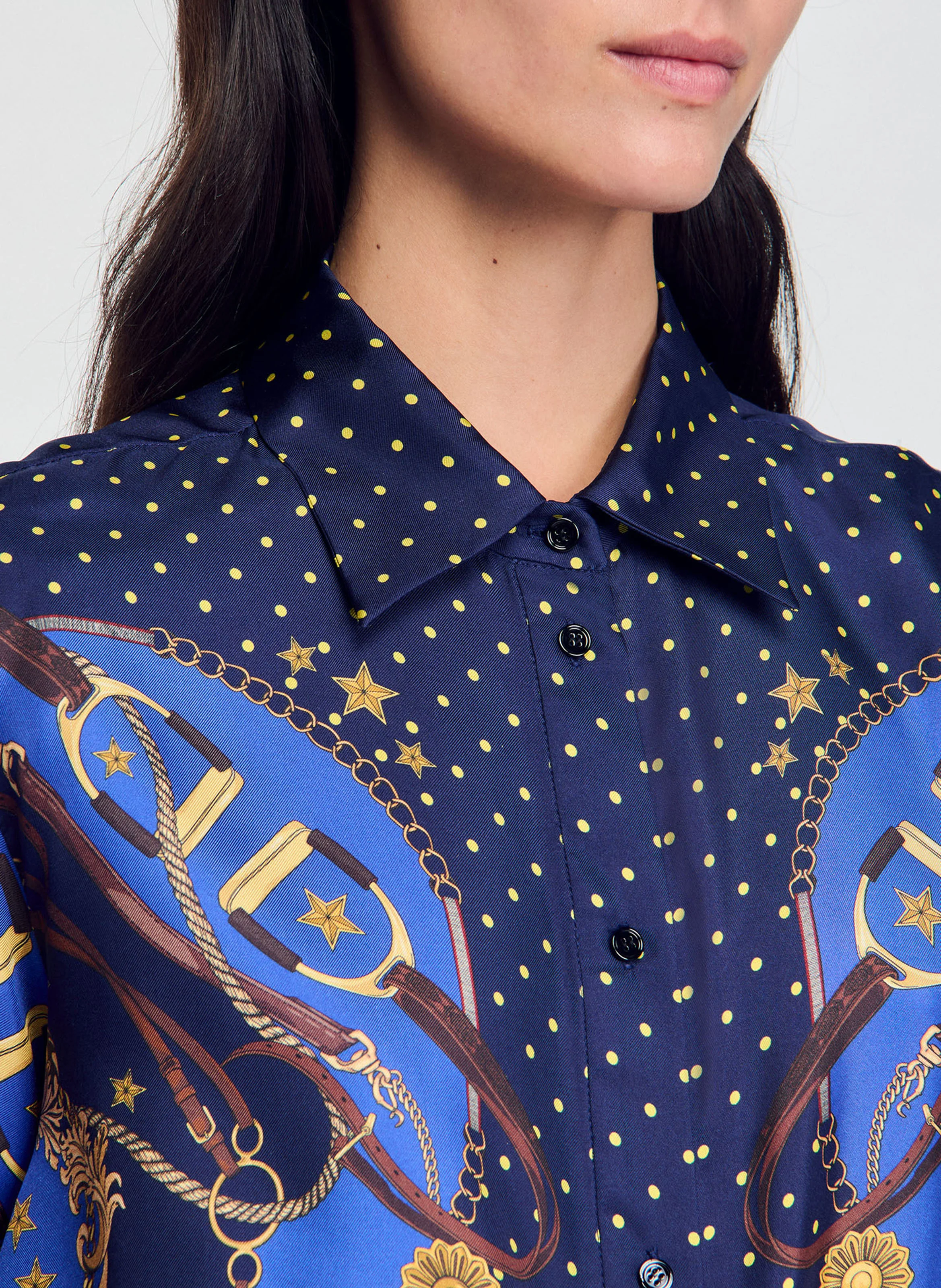 Chemise en soie imprimée| Multicolore