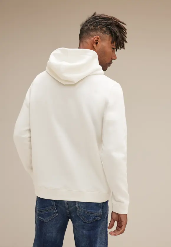 Kapuzenpulli mit Frontprint - broken white