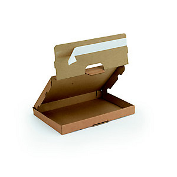 Boîte postale extra-plate fermeture adhésive en carton simple cannelure brun - L. Int. 30,5 x l.22 x H.2,5 cm - Lot de 50