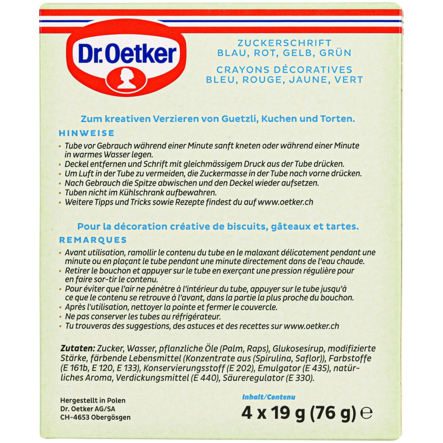 Dr.Oetker Zuckerschrift Rainbow