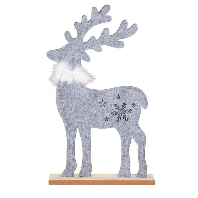 Hirsch mit LED - aus Filz und Holz - ca. 26,5 x 6 x 46 cm